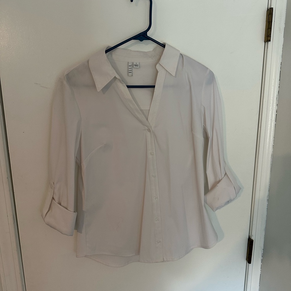 Elle Classic White Button Down Shirt